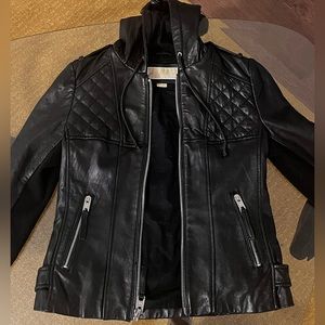 Michael Kors quilted leather jacket with hood!